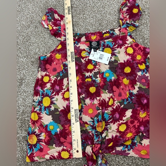 Floral Print Women's Top - Multicolor Flowers Button-down NWT Small Light weight - Picture 7 of 11
